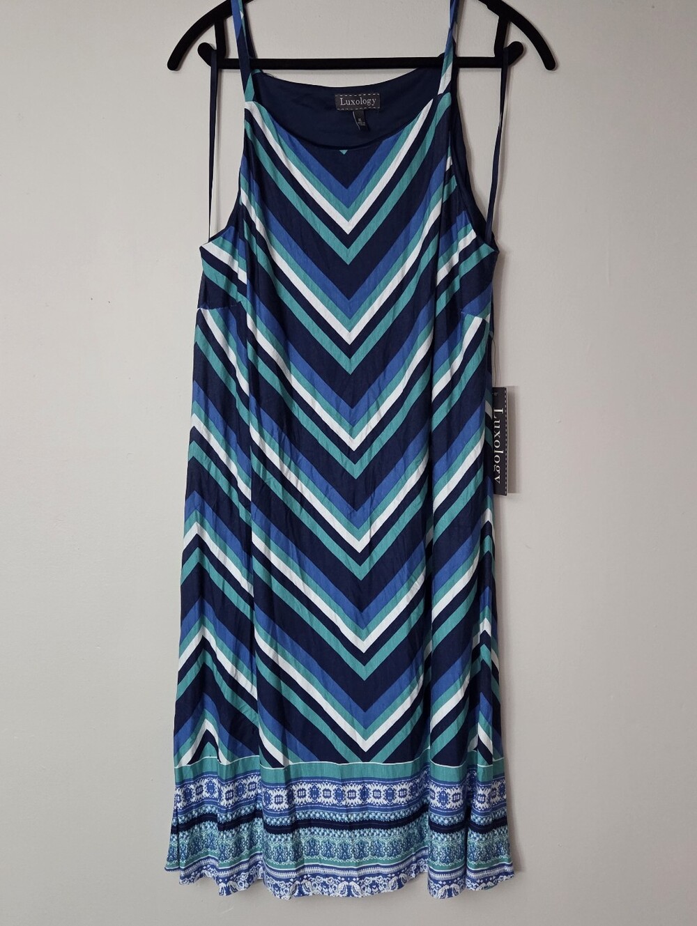Luxology Sundress Blue Green Soft Stretchy NWT Size XL